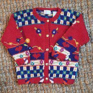 Vintage flowers and hearts knit sweater 24 mo